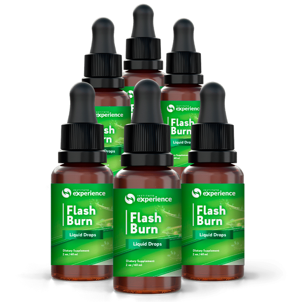 Multiple bottles of FlashBurn liquid drops weight loss supplement